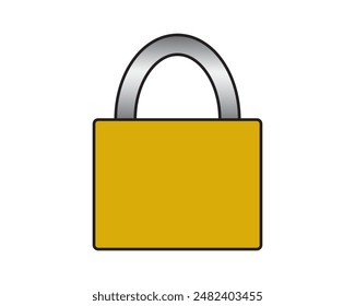 Padlock flat icon with black outline vector. Safety, secure, outline, protection, lock, password, flat, symbol, unlock. Can use for banner, web design, poster. Vector isolated on white background.