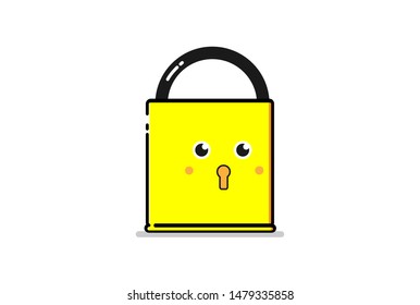 Padlock Flat Illustration Fun Character