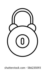 Padlock. Flat linear icon of lock isolated on white background.