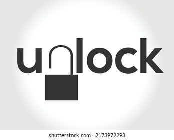 Padlock Forming the Letter N As UNLOCKED Writing. suitable for, logos, icons, symbols and emblems.