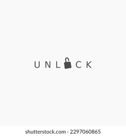 Padlock Forming the Letter O As UNLOCK Writing. suitable for, logos, icons, symbols and emblems.