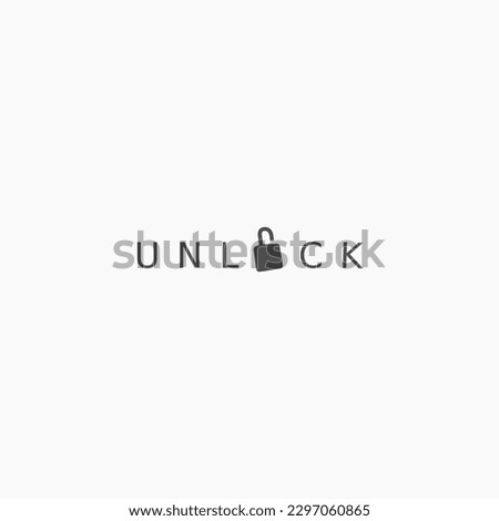 Padlock Forming the Letter O As UNLOCK Writing. suitable for, logos, icons, symbols and emblems.