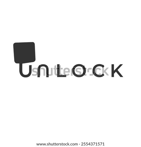Padlock Forming the Letter U As UNLOCK Writing. suitable for, logos, icons, symbols and emblems.