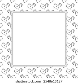 quadro de cadeado. quadro quadrado de cadeado de doodle. plano de fundo do quadro de cadeado desenhado à mão. plano de fundo de cadeado