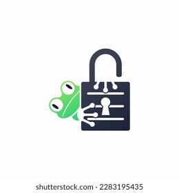 padlock frog illustration logo design