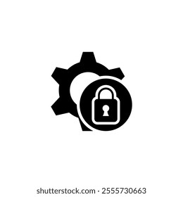 Padlock and Gear icon. Cyber security icon. Data protection symbol icon