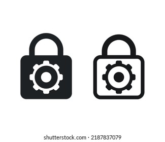 Padlock gear icon. Vector illustration