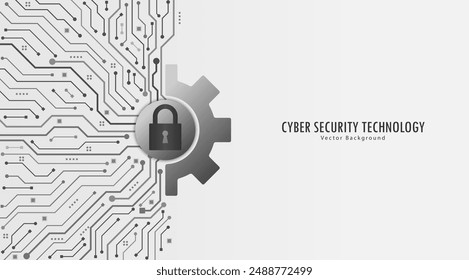 Candado y engranaje en la placa de circuito. Tecnología de servicio seguro. Fondo abstracto del concepto de seguridad cibernética. Sistema de protección de datos de Tecnología e información de seguridad personal. Ilustración vectorial.