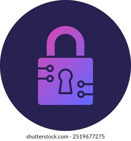 Padlock Glyph Circle Gradient Icon