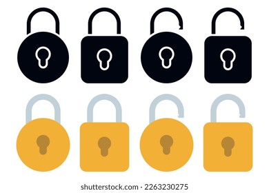 Padlock Glyph And Flat Set Vectorart