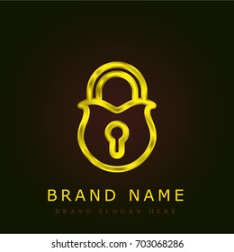 Padlock golden metallic logo