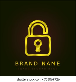 Padlock golden metallic logo