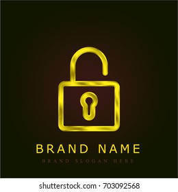 Padlock golden metallic logo