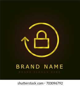 Padlock golden metallic logo