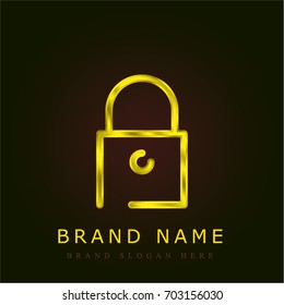 Padlock golden metallic logo