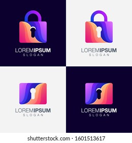 padlock gradient color logo design