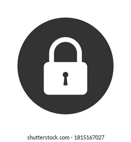 Icono gráfico de bloqueo. Bloquear la señal en el círculo aislado en el fondo blanco. Seguridad de símbolos. Ilustración vectorial plana