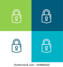 Padlock green and blue material color minimal icon or logo design