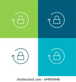 Padlock green and blue material color minimal icon or logo design