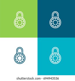 Padlock green and blue material color minimal icon or logo design