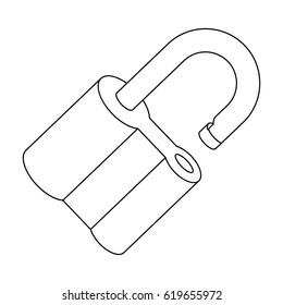 Padlock hacked. The challenge for the Pathfinder to solve the crime.Detective single icon in outline style vector symbol stock illustration.