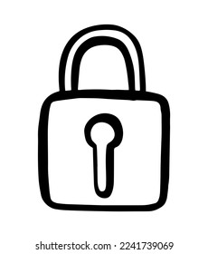 Padlock hand drawn icon design vector. Security protection system concept.