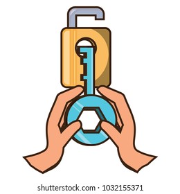 padlock and hands icon