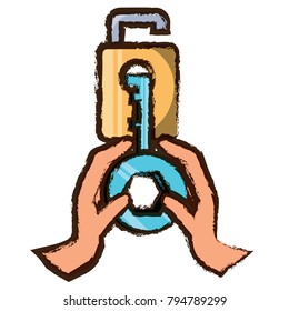 padlock and hands icon