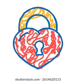 padlock in heart form doodle icon sketch vector. padlock in heart form sign. isolated symbol illustration