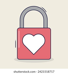 Padlock with heart icon design