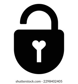 Padlock heart icon design template illustration isolated