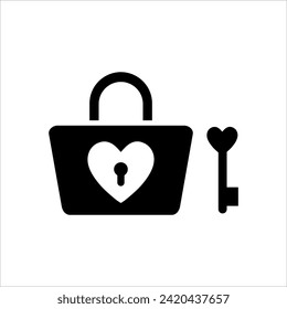 Padlock con icono cardíaco aislado en fondo blanco. Corazón bloqueado. Símbolo de amor y signo de ojo de cerradura. Ilustración vectorial