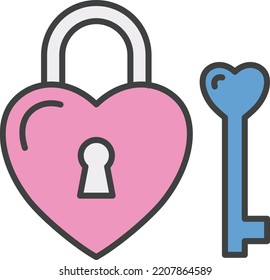 Padlock heart icon, logo or symbol