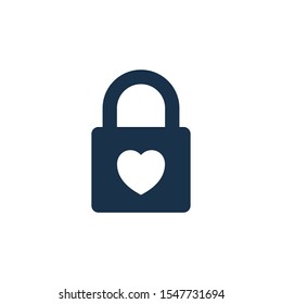 padlock and heart icon secret symbol vector logo template design element