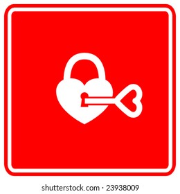 padlock heart and key sign