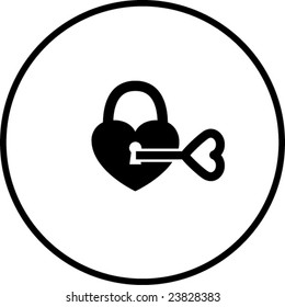 padlock heart and key symbol