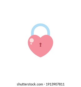 Padlock Heart Locked Flat Icon - Valentine's Day Elements Icon Set Vector Illustration