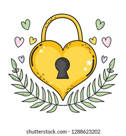 padlock with heart love icon