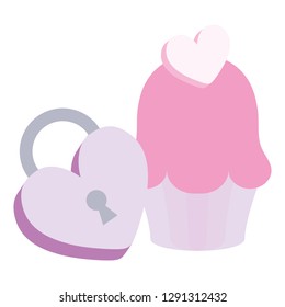 padlock with heart love icon