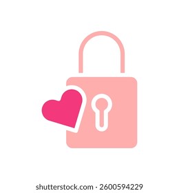 Padlock with Heart Minimalist Valentine's Day Icon