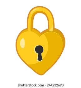 Padlock heart shaped lock isolated illustration on white background