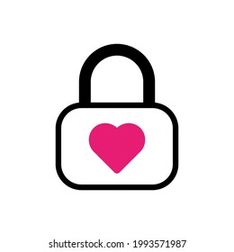 padlock with heart symbol. vector