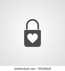 Padlock with heart valentines day vector icon