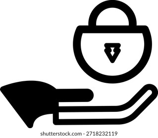 Padlock held in a hand symbolizing security, protection, privacy, and trust