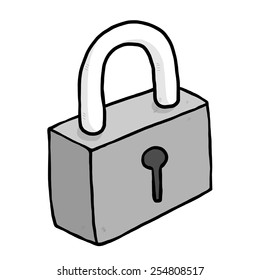 padlock with hole / cartoon vector and illustration, grayscale, hand drawn style, isolated on white background.