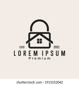 padlock home logo design vector