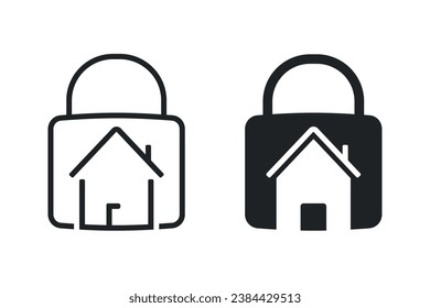 Padlock house icon. Illustration vector