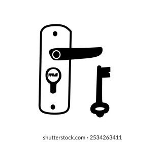 padlock and house key icon isolated white background