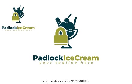 Padlock ice cream logo design. vector