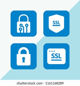 padlock icon. 4 padlock set with lock and ssl vector icons for web and mobile app